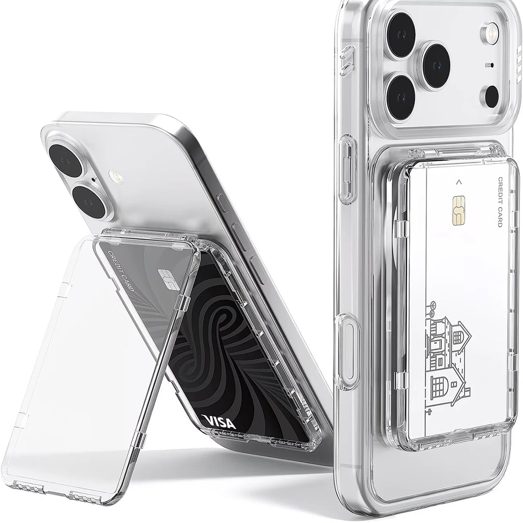Transparent Magsafe Card Sleeve Shockproof 2 Slots Magnetic Qme Transparent