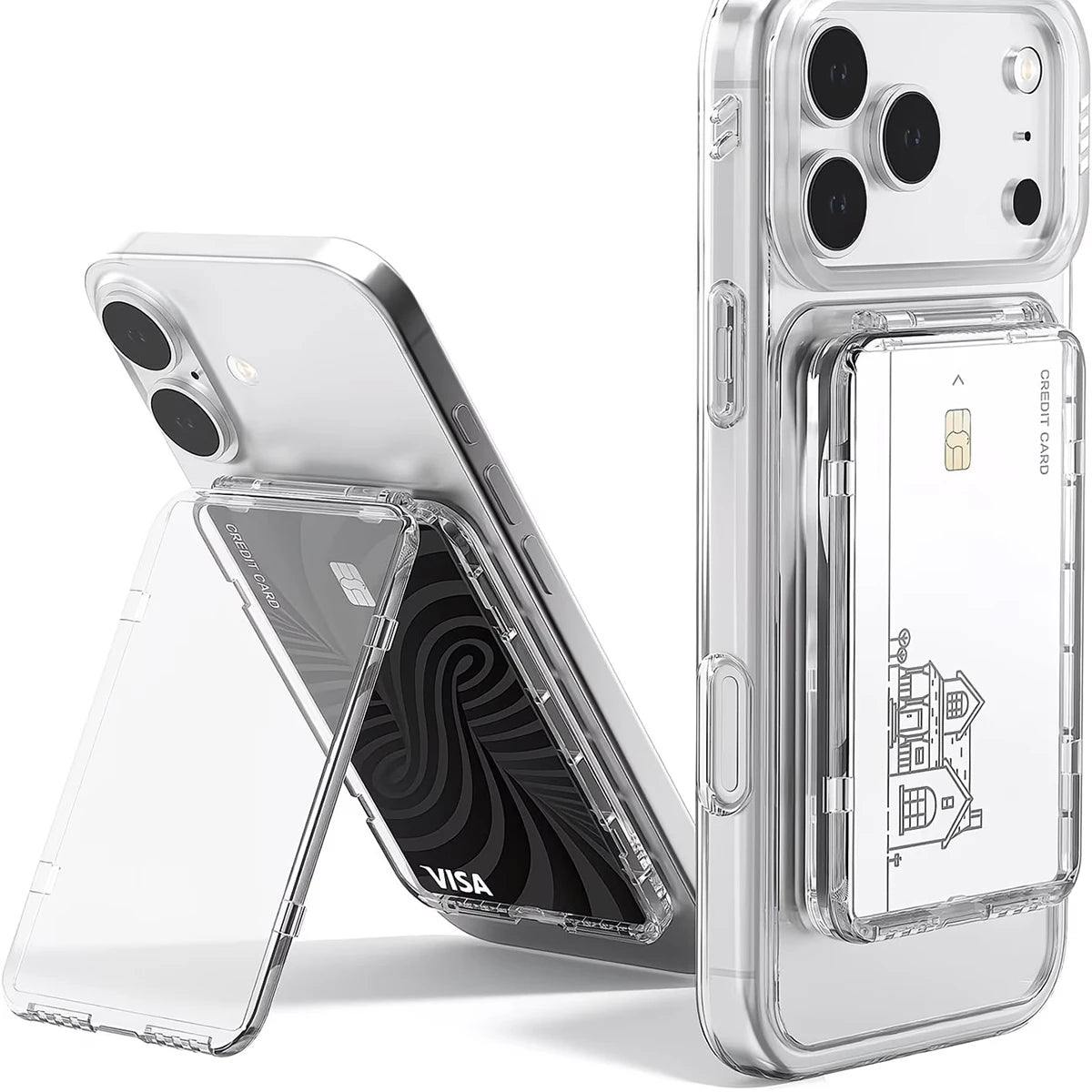 Transparent Magsafe Card Sleeve Shockproof 2 Slots Magnetic Qme Transparent