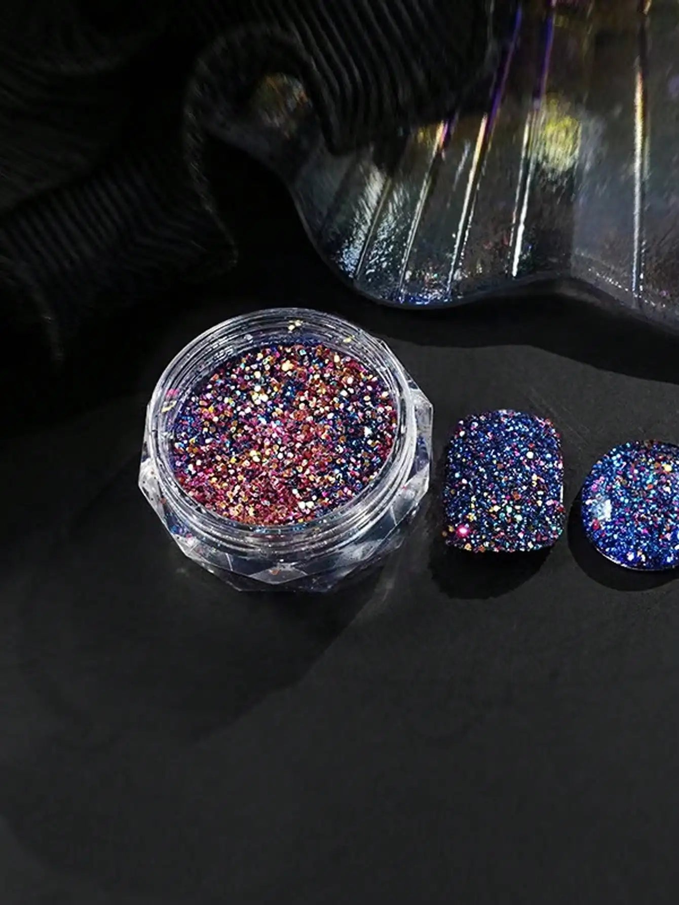 Colored Diamond Nail Powder Crushed Reflective Glitter Dark Luminous Qme 04