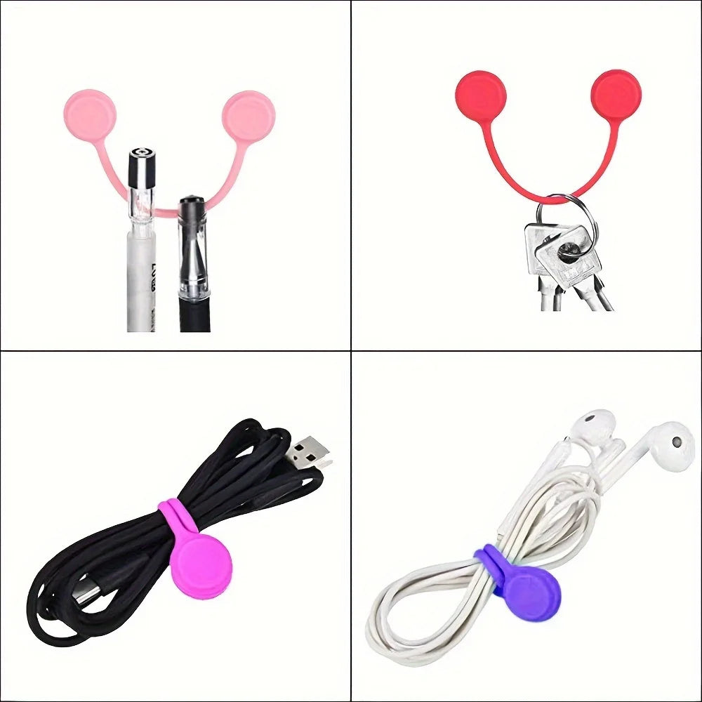 10 magnetic zip ties - reusable USB and headphone storage, suitable for cable organization and reusable zip ties Qme