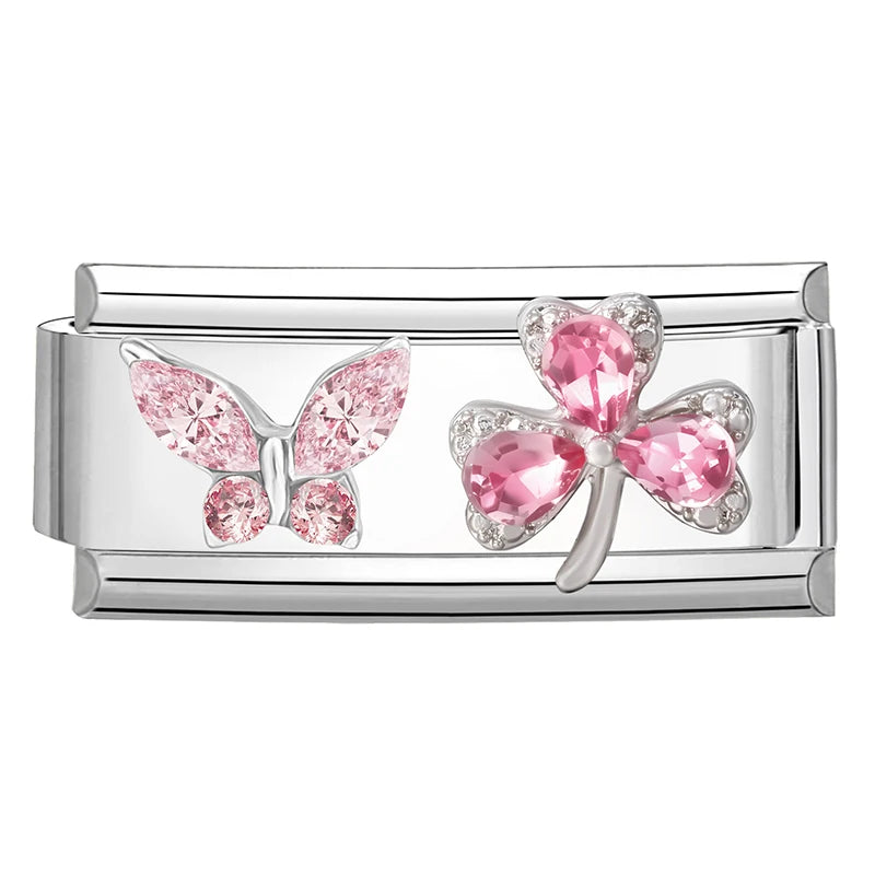 Wholesale Colored Gemstone Bowknot Water Drop Heart Italian Charm
