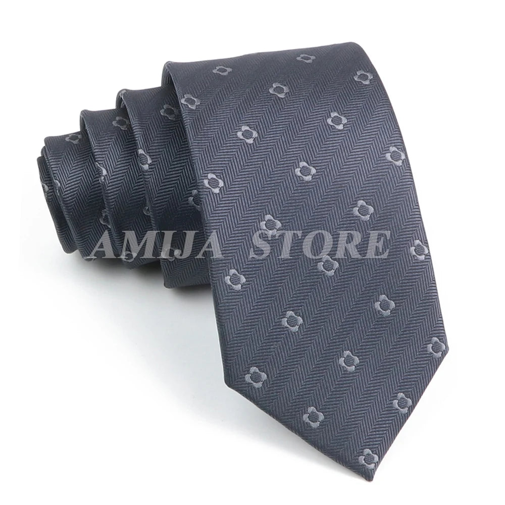Tie Men Gravatas Wholesale Fashion Woven Luxury Necktie Dark Grey Dot Qme 24 China Mainland