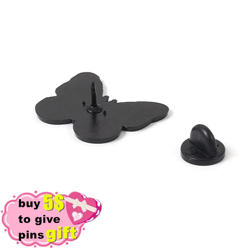 Skeleton Butterfly Enamel Pins Black Skull Gothic Punk Lapel Clothes Badges Brooches Backpack Hat Jewelry Gift for Kid Friends Qme