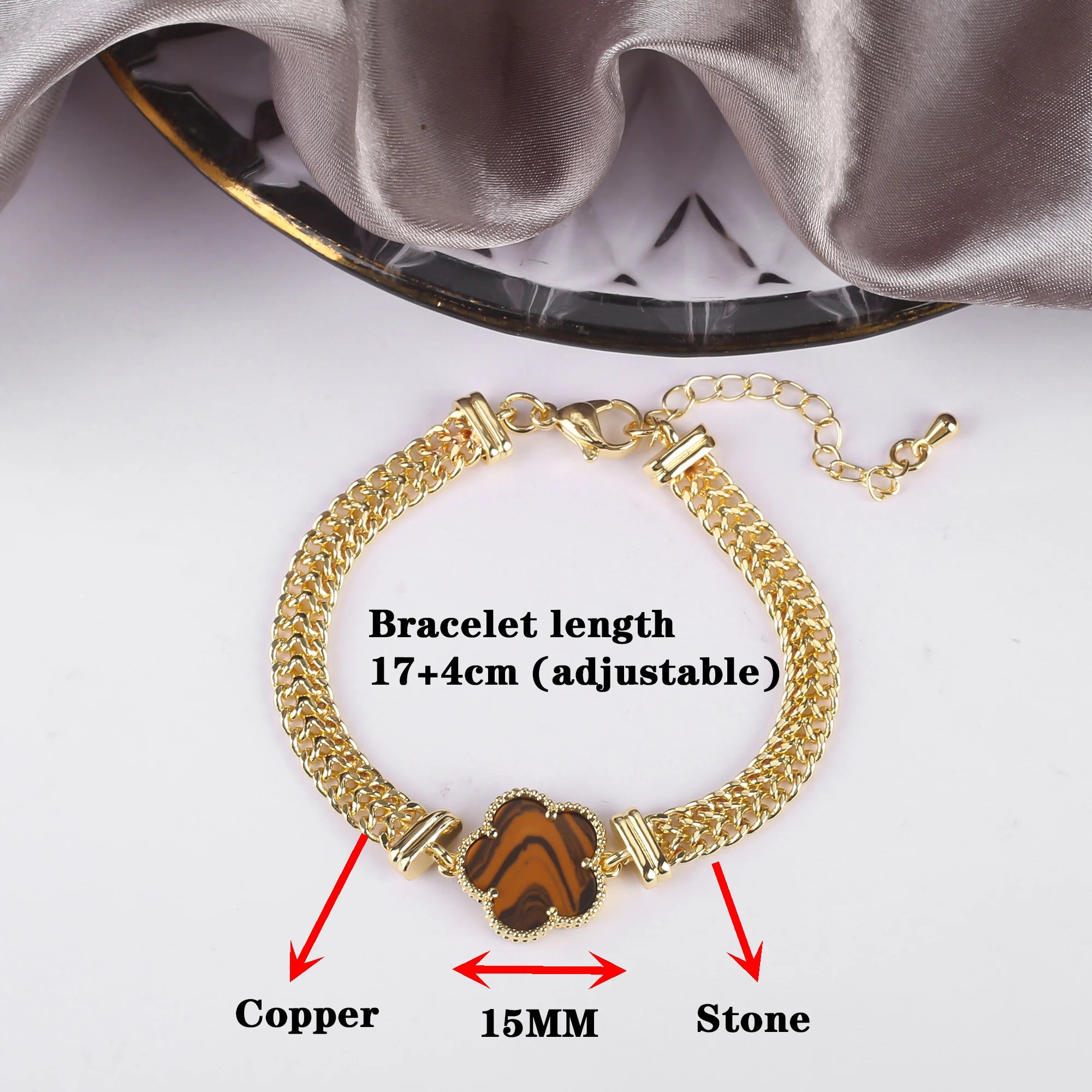 New Popular 15mm Natural Stone Five-Leaf Flower Adjustable Bracelet Classic Simple Woman Flower Jewelry Bracelet Free Shipping Qme