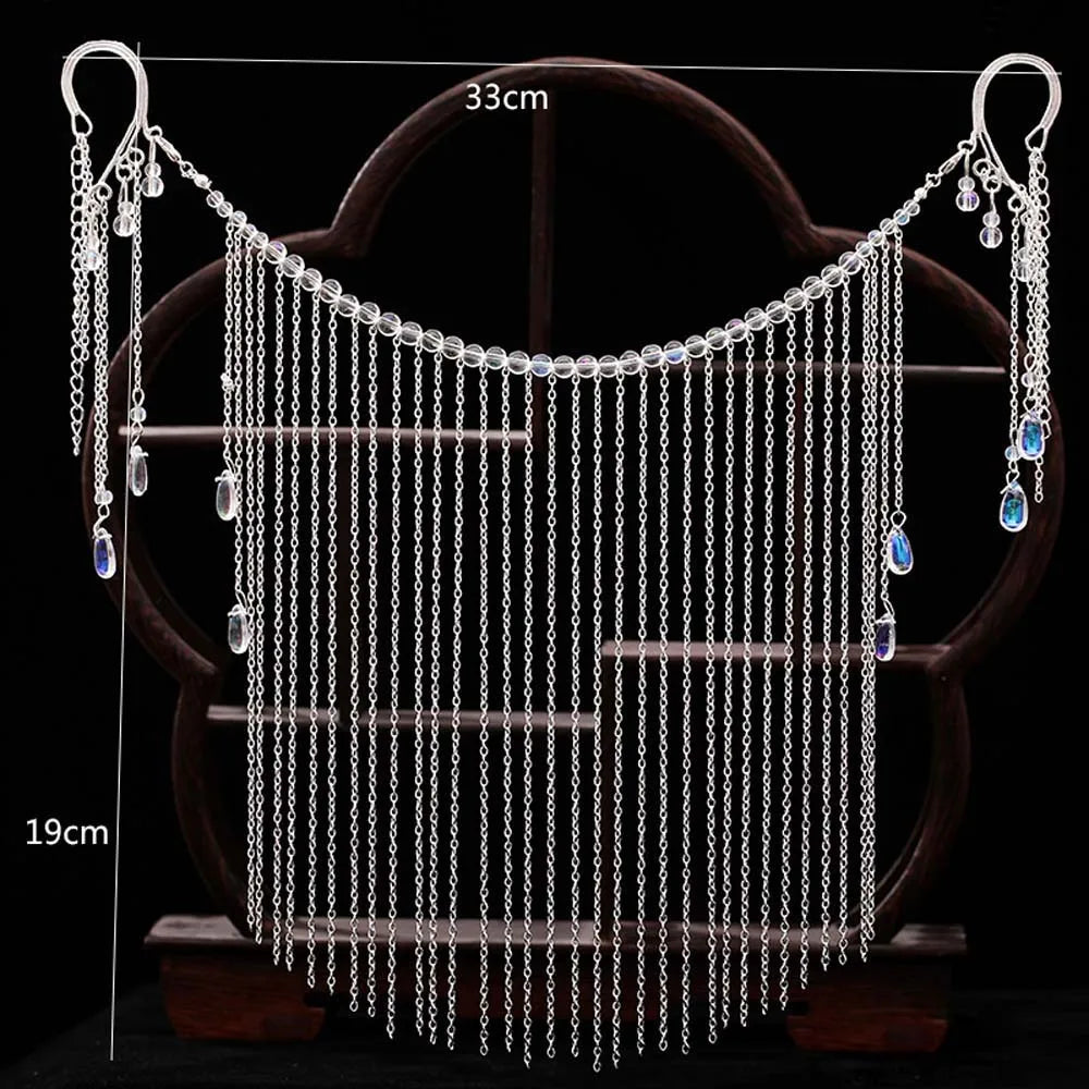 Temperament Women Ancient Style Chain Alloy Hair Accessories Cover Face Jewelry Hanfu Headdress Tassel Veil Qme