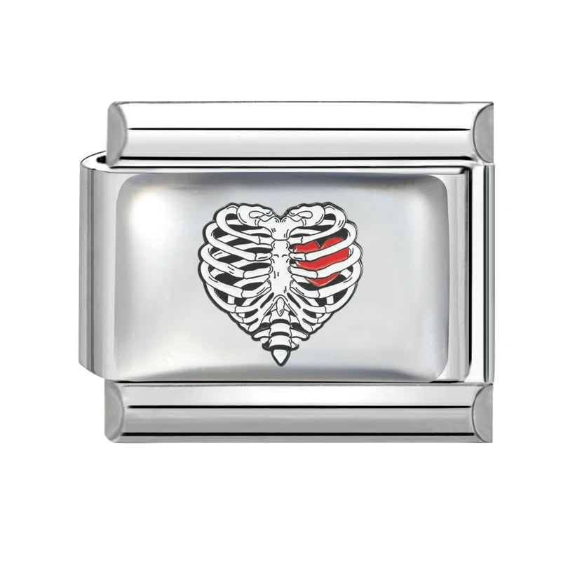 Fashion Y2K Lips Heart Brain Lungs Ears Colorful Italian Charm Links Stainless Steel Fit 9mm Bracelet Jewelry DIY Making Gifts Qme Style 4