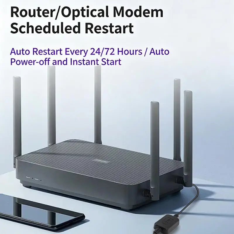 Automatic Router Modem Restart Power Cable 24 72 Hours Auto Cycle Qme