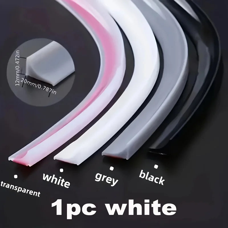 1 self-adhesive silicone waterproof strip for kitchens and bathrooms, suitable for countertops, cabinets, and sink edges Qme White