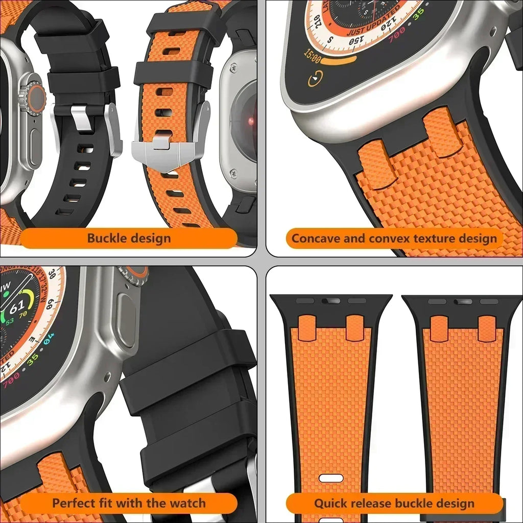 Carbon Fiber Strap for Apple Watch Ultra 2 49mm Silicone Band 45mm 44mm 42mm Men Sport Bracelet For iWatch Series 9 8 7 6 4 5 se Qme