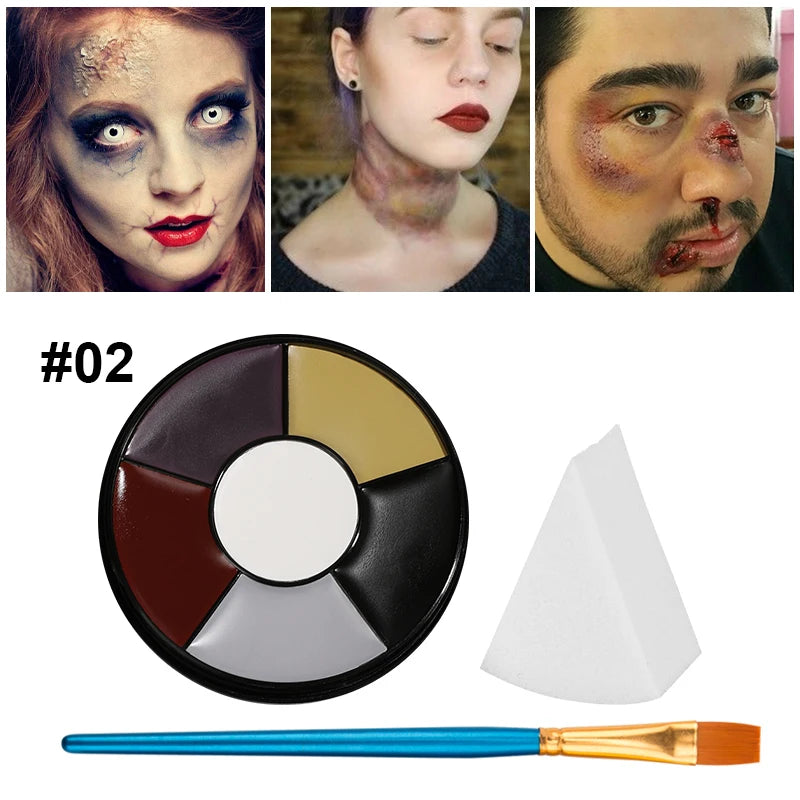 6 Colors Bruise Wheel SFX Face Paint Palette Oil Based Body Makeup Qme 02