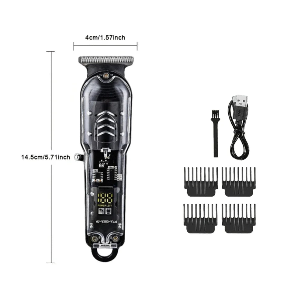 Transparent Body Electric Hair Clipper Professional Trimmer USB Rechargeable Hair Cutting Machine For Men Holiday Gift For Him Qme