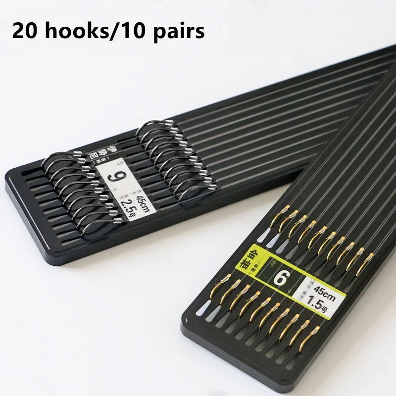 20Hook /10 Pair of New Fine Packaging Fishing Tackle Fishing Line Double Hook Manual Double Hook Fishing Tools Hook Bait Qme