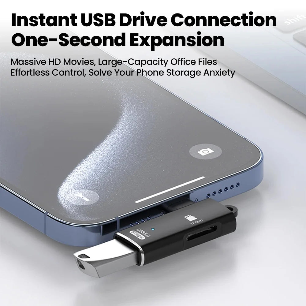 2 in 1 Type C OTG Adapter USB 3.0 to Type C Converter USB Female to Male USB C SD Memory Card U Disk Reader For Phone Computer Qme