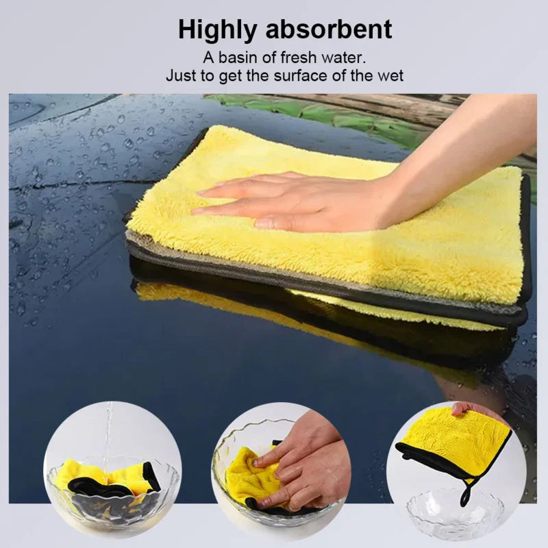 10/5/3/1pcs Thicken Microfiber Car Cleaning Towels Soft Quick Drying Windows Mirrors Wiping Rags Home Double Layer Clean Cloths Qme