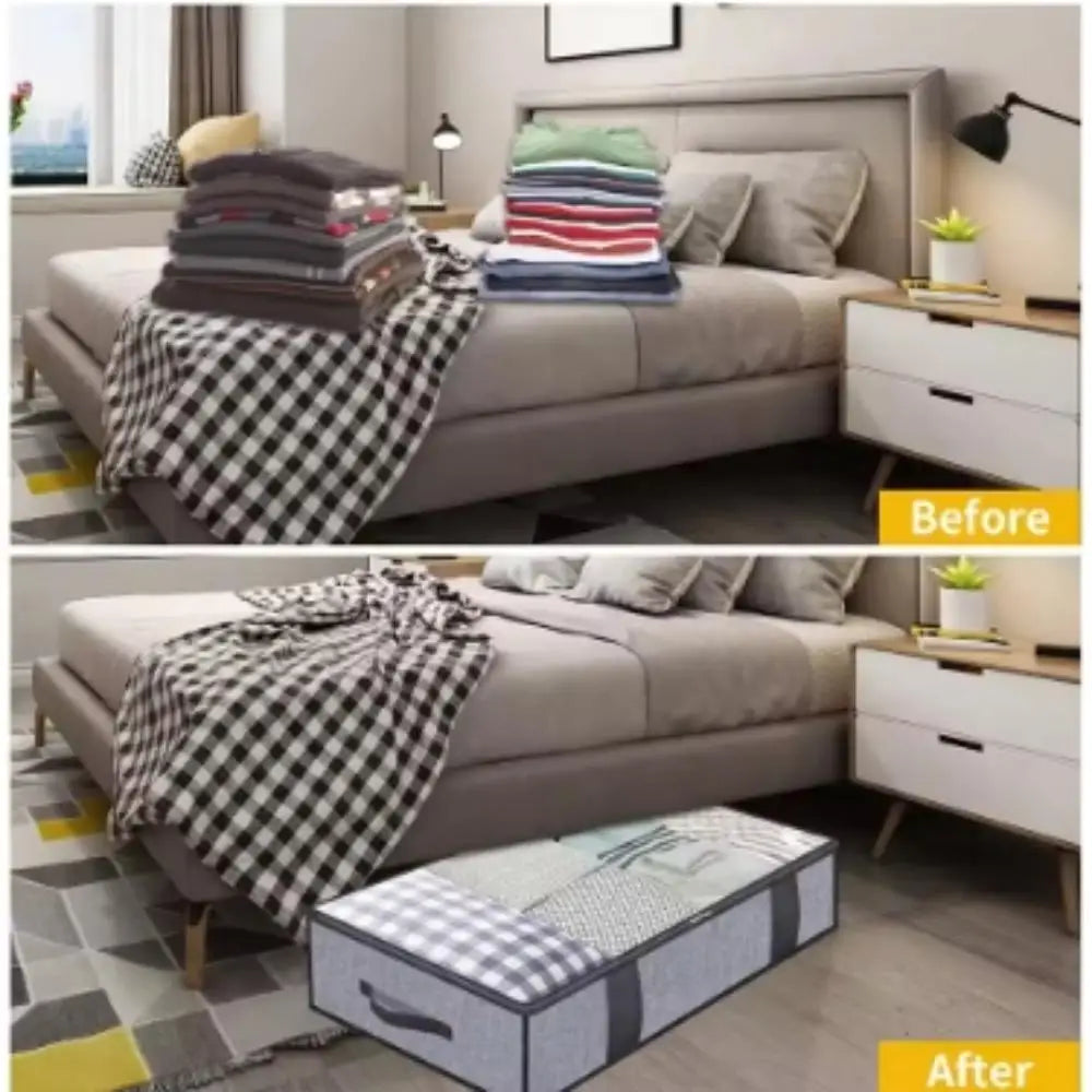 2/4PCS Organizer Bag Household Bed Bottom Storage Box Collapsible Non-Woven Clothing Quilt Toy Blanket Storage Box Shoe Bag Qme