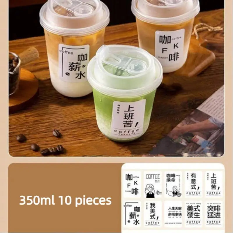 U-shaped Disposable Cups Transparent Coffee Lids Drink Milk Tea Qme A4