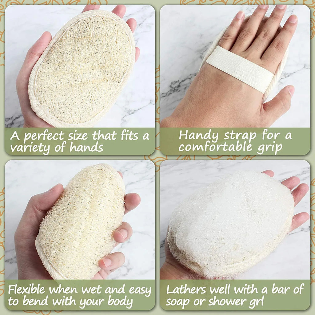 Exfoliating Sponge Pad Natural Towel Gourd Sponge Scrub Body Gloves for Men and Women Durable Bathing Spa Deep Cleaning Tool Qme