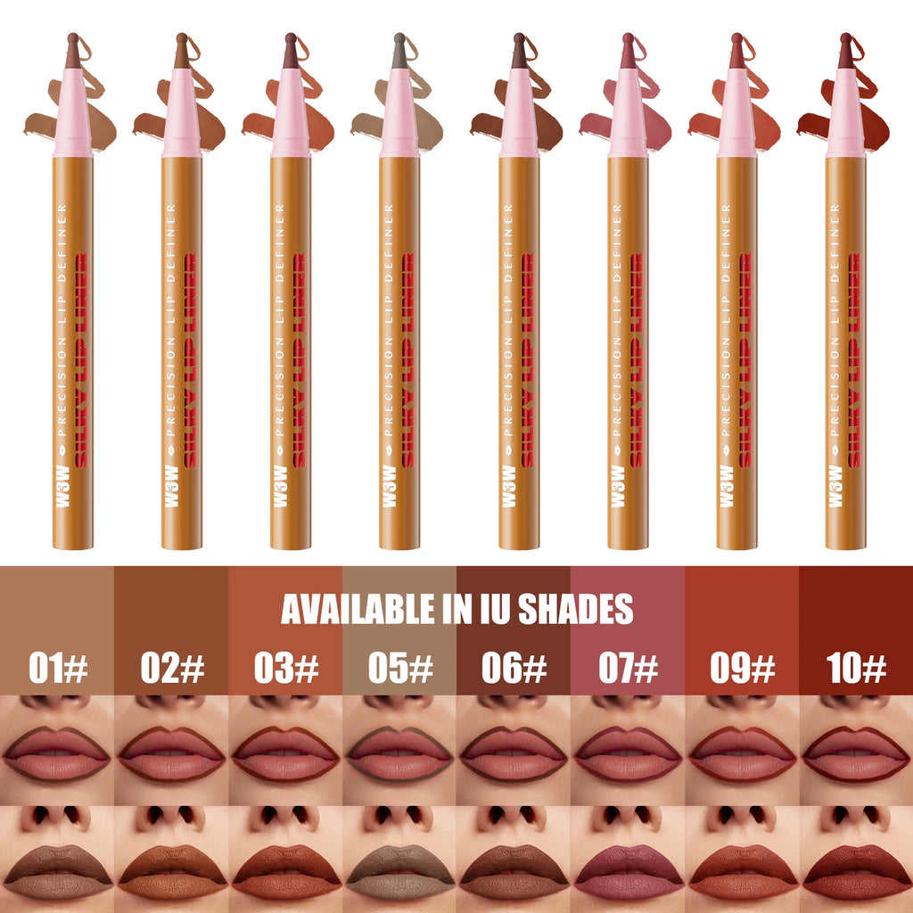 Waterproof Long Lasting Lip Liner Pencil, High Pigment Smooth Matte Lip Liner, Sweatproof Non-Fading Lip Contour Makeup Qme