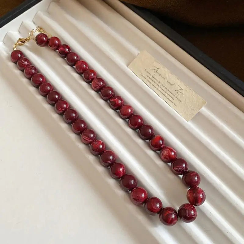 Colorful Round Beads Collarbone Chain Vintage Elegant Acrylic Bead Choker Necklace Luxury Charm Bohemian Clavicle Jewelry Qme A3