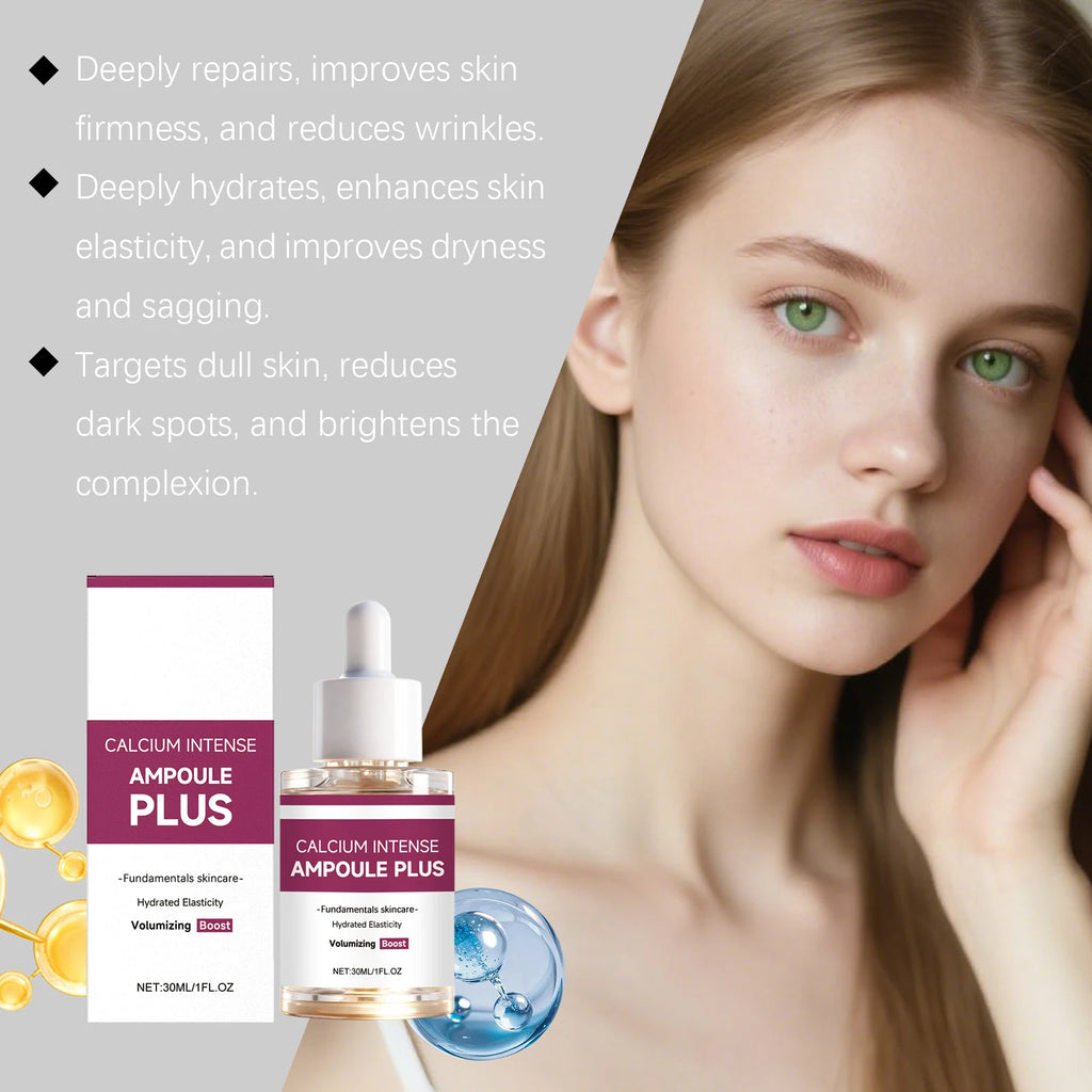 Calcium Intense Ampoule Plus with Collagen Moisturizing Essence Firming Smoothing Brightening Revitalizing Hydrating Face Serum Qme