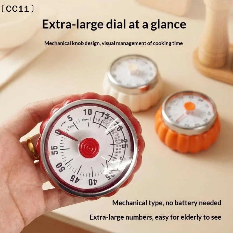 Cute Pumpkin Mechanical Timer No Battery Needed Kids Self-discipline Qme