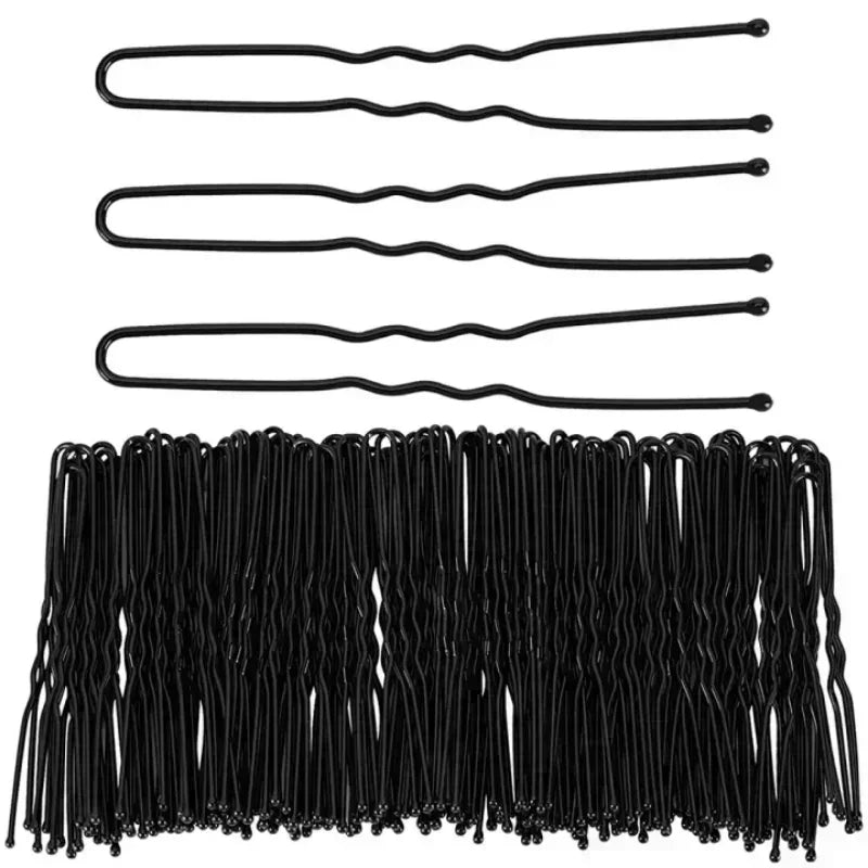5/6/7cm Black Hair Clips U-Shaped Bobby Pin Invisible Wavy Hairpin Hairstyle Styling Metal Hair Grip Barrette Hair Accessories Qme