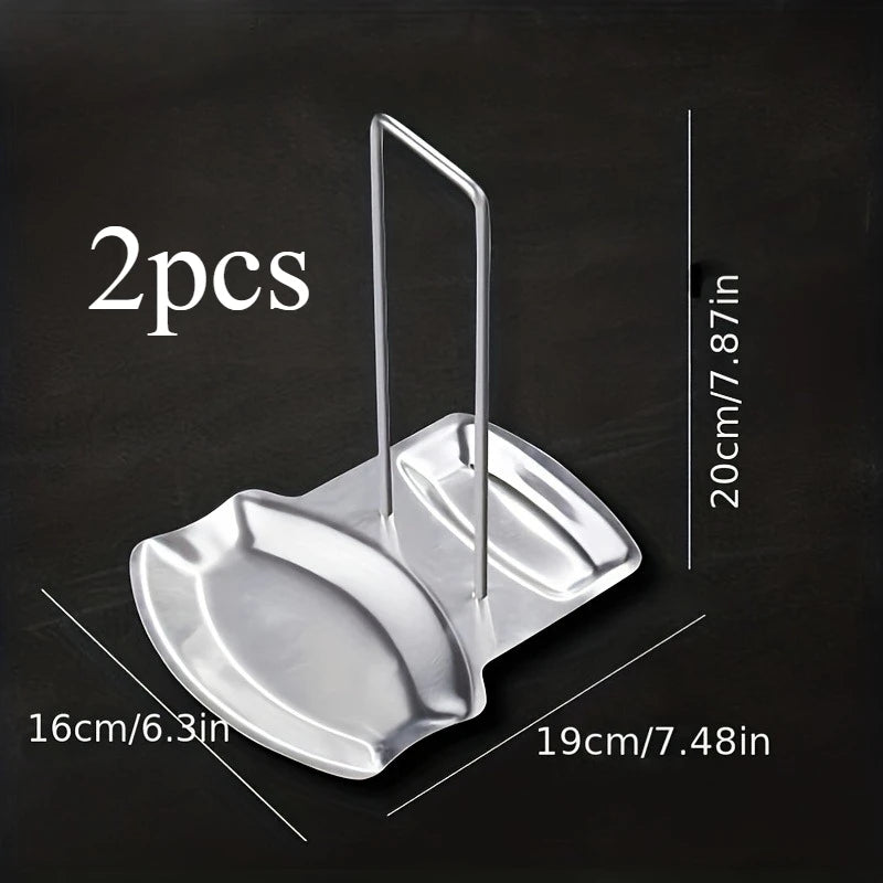 Pot lid support and spoon holder - Space-saving kitchen storage items that don't require drilling, featuring a draining tray, Qme silvery 20 16 19cm