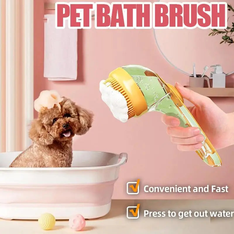 Grooming Cleaning Fur Hair Pet Cat Bath Brush Long Handled Massage Qme