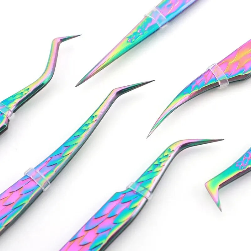False Eyelash Tweezers Colorful Stainless Steel Precision Anti-static Qme