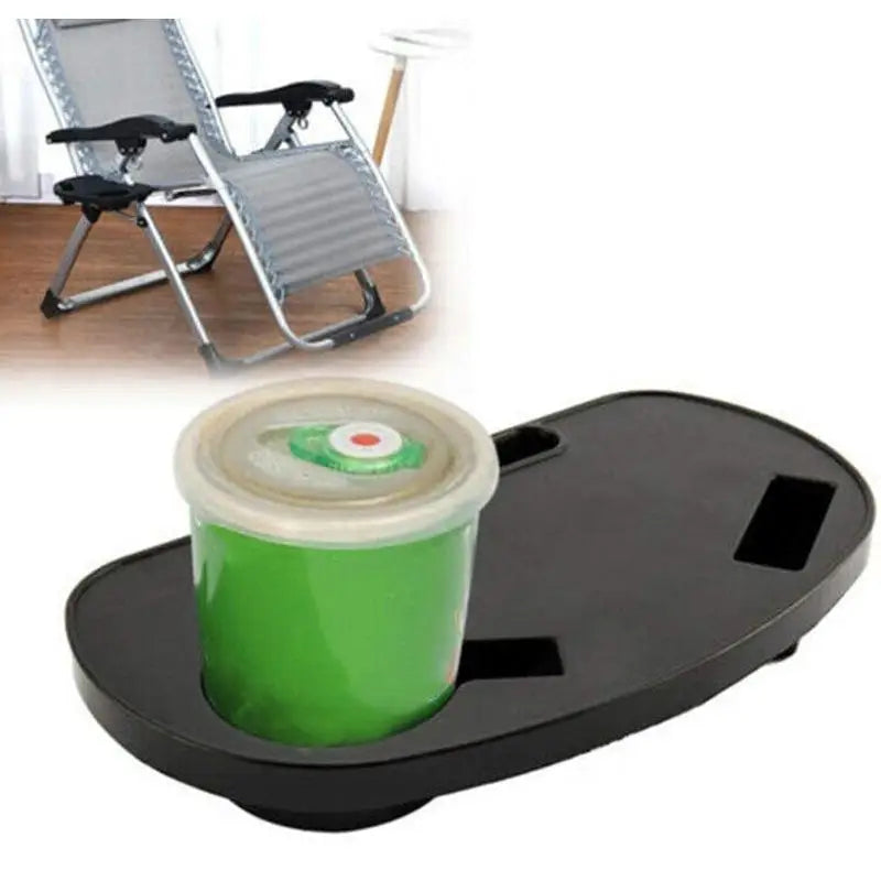 Recliner Folding Chair Tray Drink Holder Portable Side Breakfast Qme