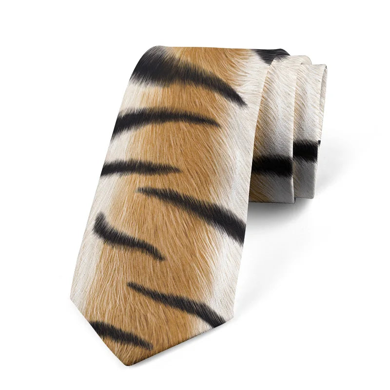 Fashionable Animal Cat Tiger Skin Tone Printed Tie Casual Business Qme style13