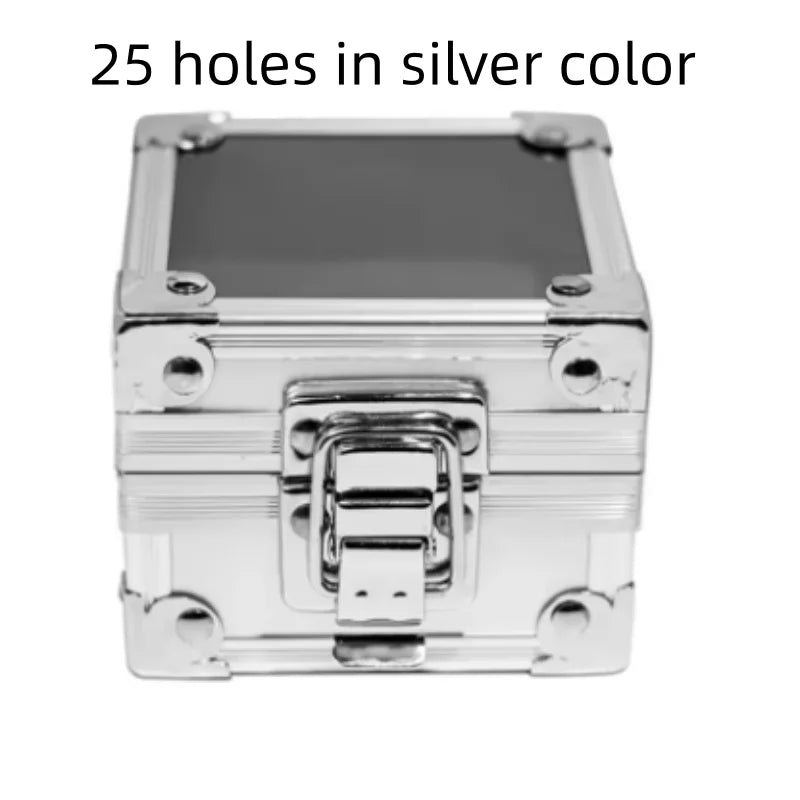 25/40/50 Holes Nail Drill Bits Stand Holder Case Empty Storage Box Milling Cutter Display Container Accessories Acrylic Cover Qme 25Holes silvery