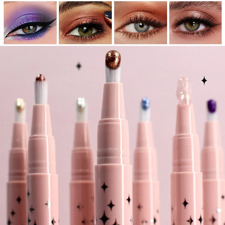 With Bristles Glitter Liquid Eyeshadow Cream Shimmer Bronzers Highlighter Makeup Gel Face Body Brighten Natural Contour Makeup Qme