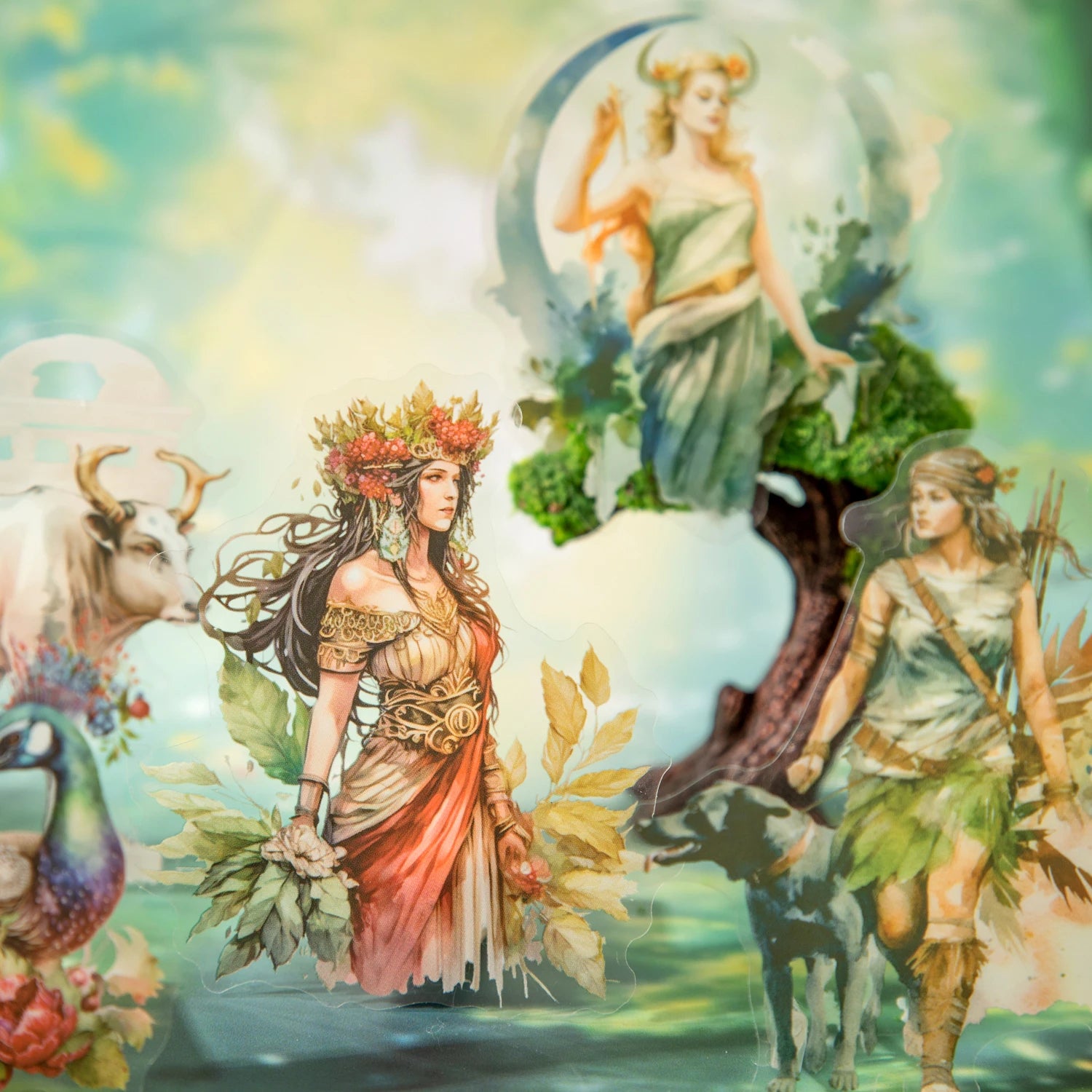 European Goddess Mythology Theme PET Stickers 15 Sheets for Scrapbooking Journal DIY Decoration Collage Diary Qme