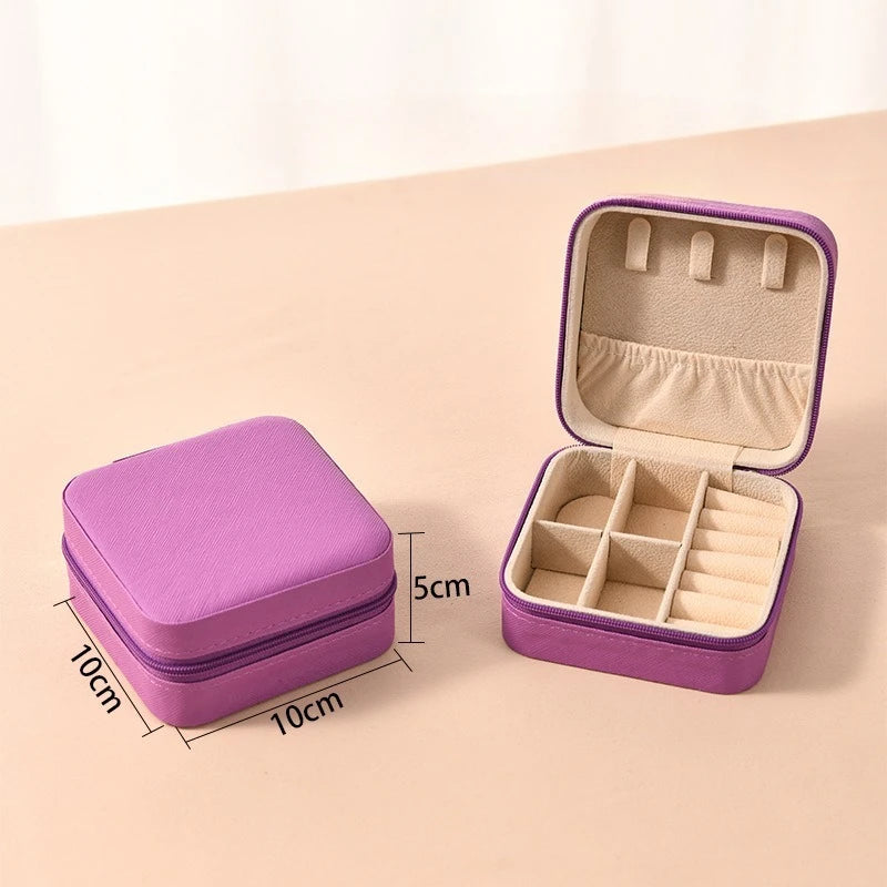 1pcs Single Layer Square Storage Box Ladies Travel Leather Jewelry Box Classic Various Colors Storage Box Qme VIOLET