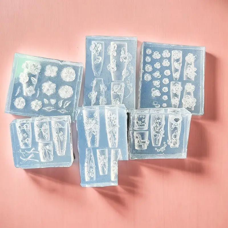 3D Floral Bow Design Manicure Decor Tools Silicone Nail Mold Stamping Qme