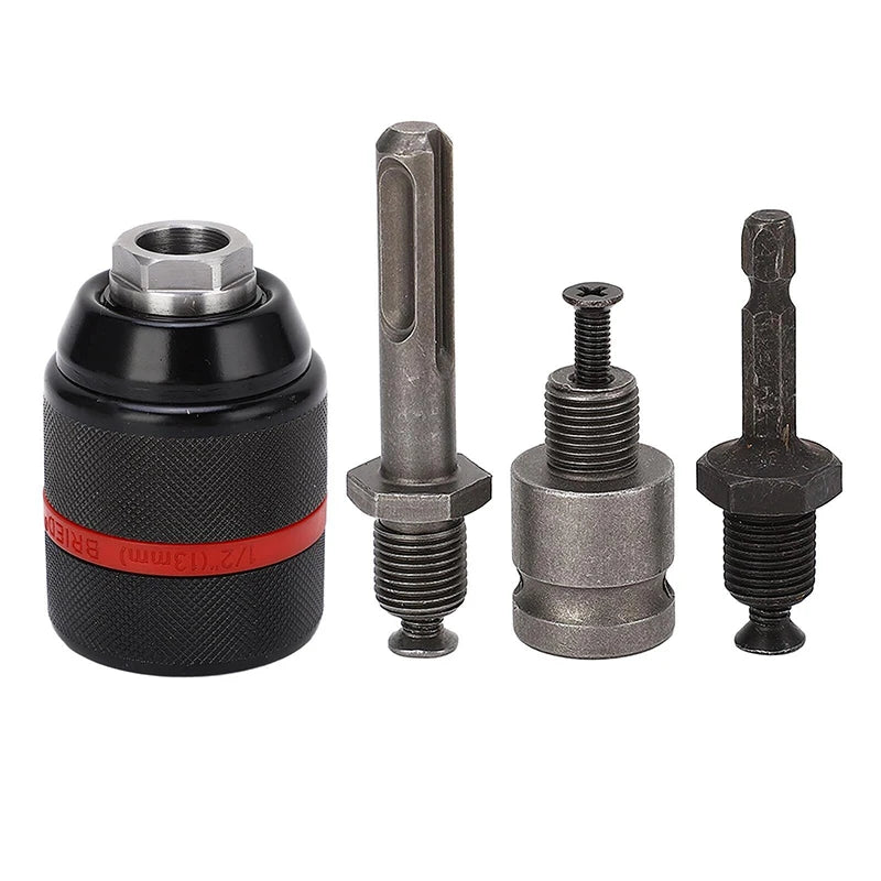 2- Keyless Threaded Metal Drill Chuck Hex Shank SDS Square Quick Grip Qme