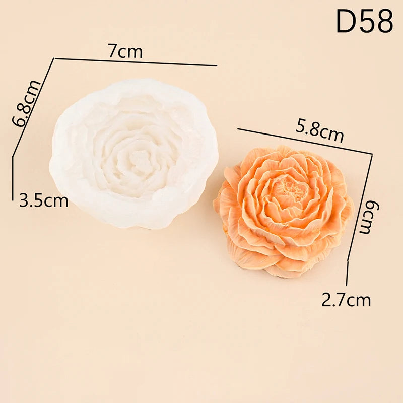 Rose Flower Mold Peony Candle Silicone Cake Chocolate Soap Qme S