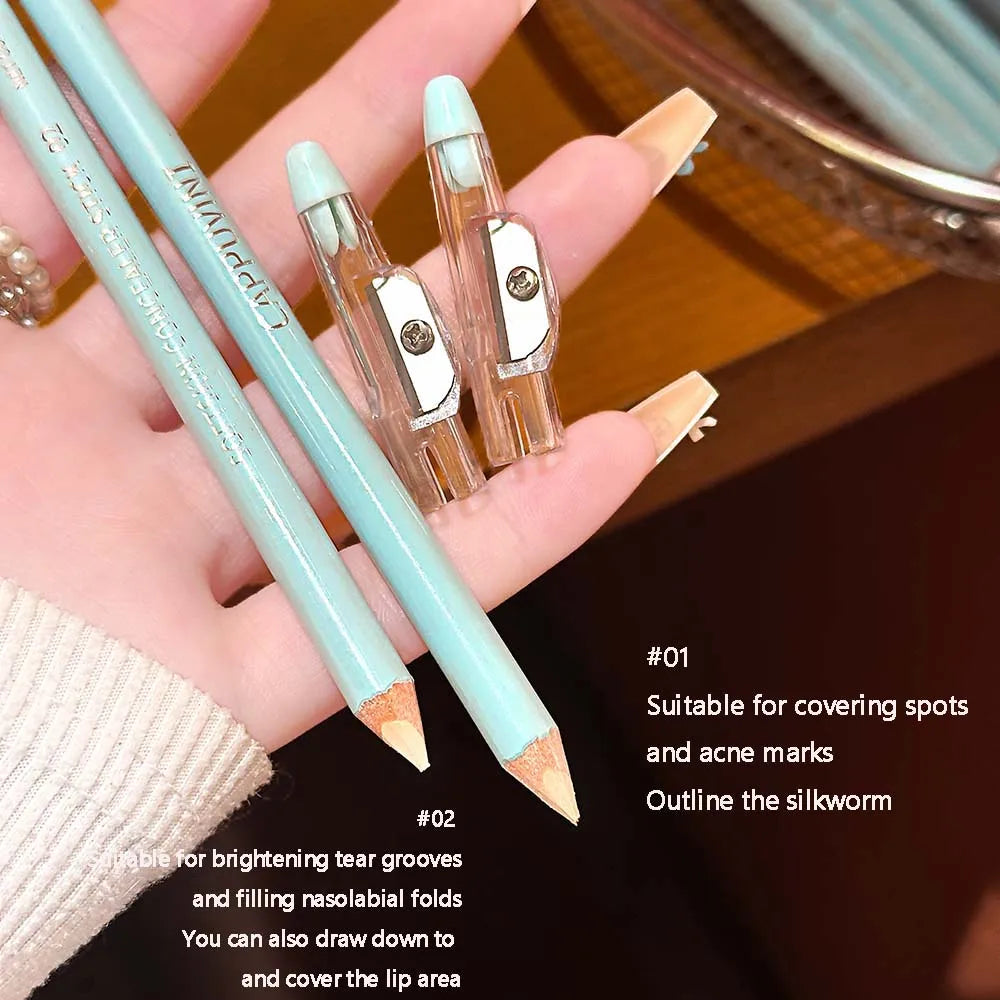Waterproof Concealer Brightening Pencil Soft Smooth Nude Beige Cover Dark Circles Acne Anti Sweat Base Makeup Before Foundation Qme