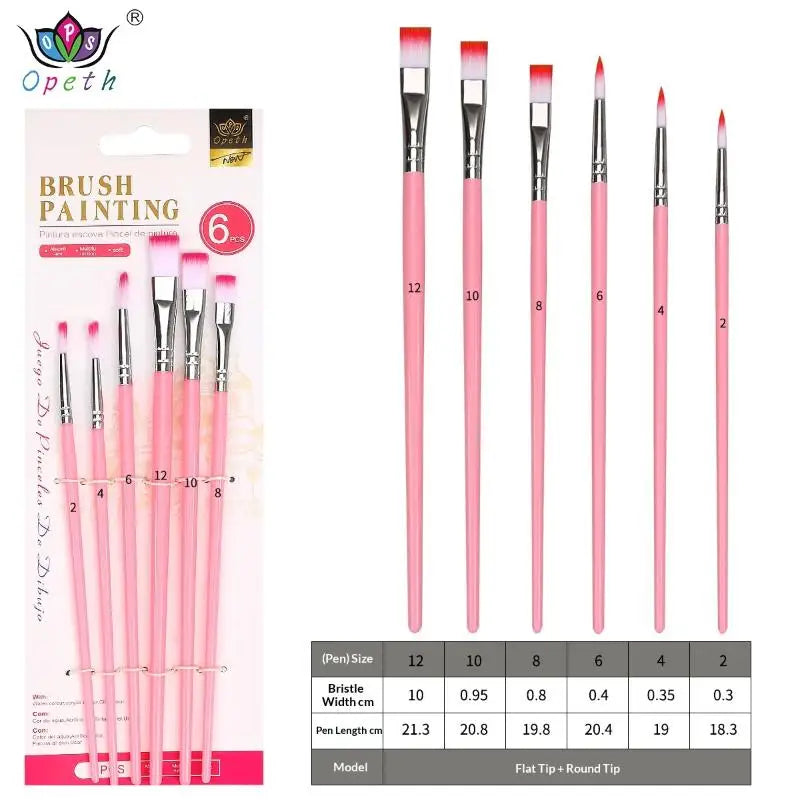 Professional Artist Paint Brushes Nylon Round Pointed Flat Tips Qme A2