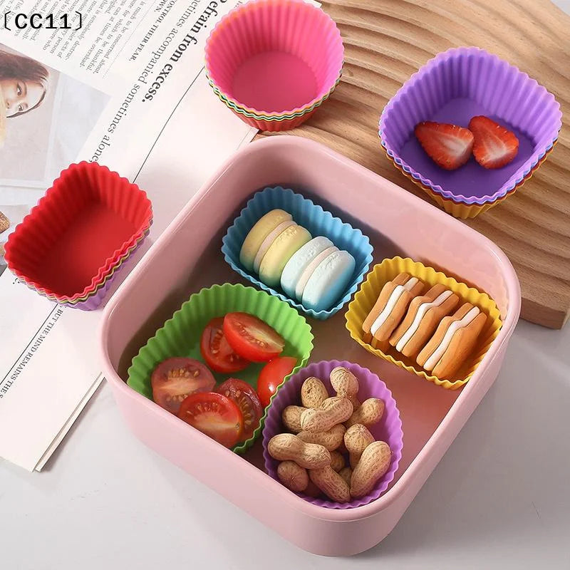 12 Silicone Lunch Box Dividers Bento Dish Cups Salad Dressing Kid Qme