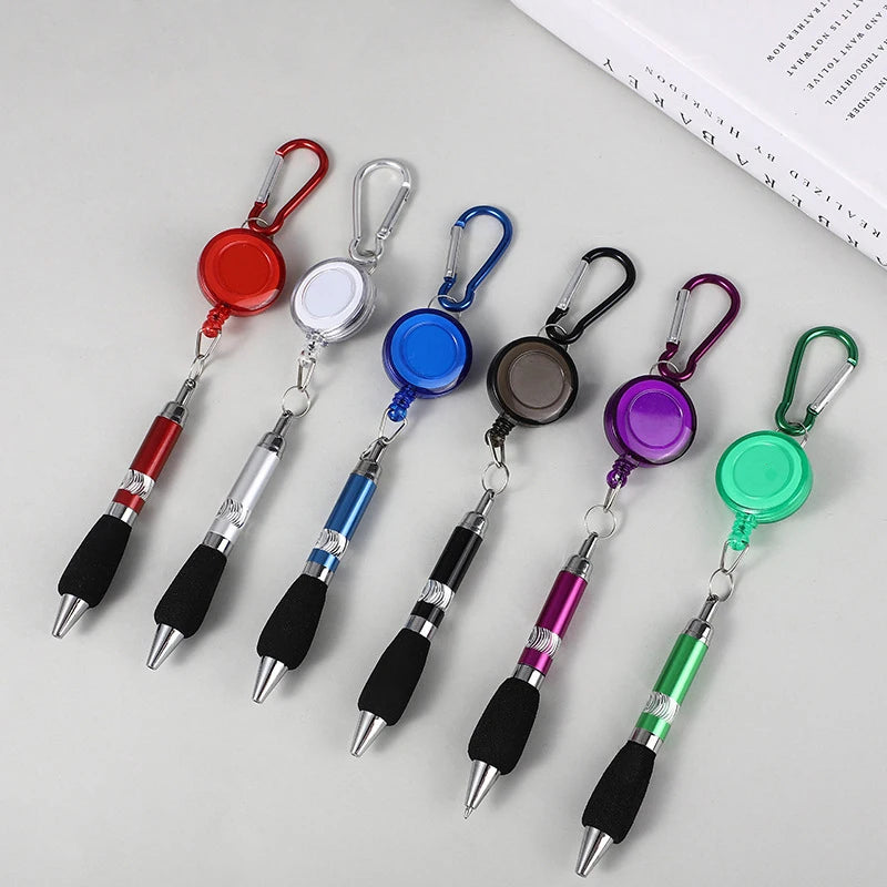 Buckle Ring Lanyard Stationery Retractable Key Chain Ballpoint Pen Qme