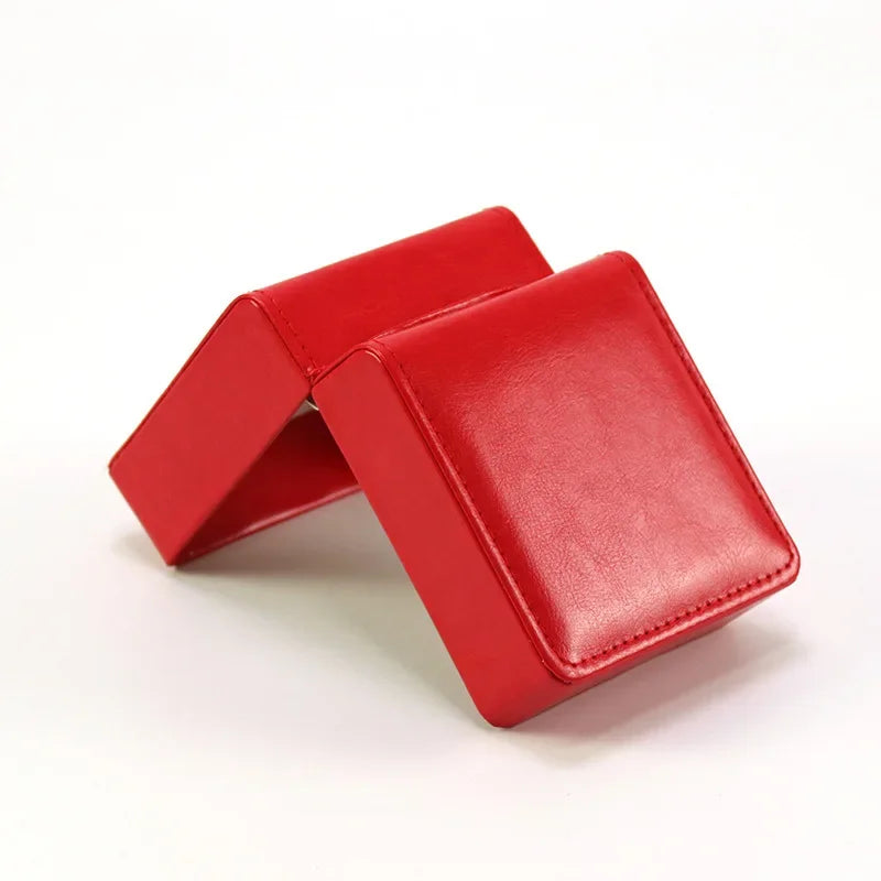 Portable Watch Box PU Leather Watch Case Organizer Storage Holder for Men Women Bracelet Vintage Jewelry Box with Leather Pillow Qme 59Red
