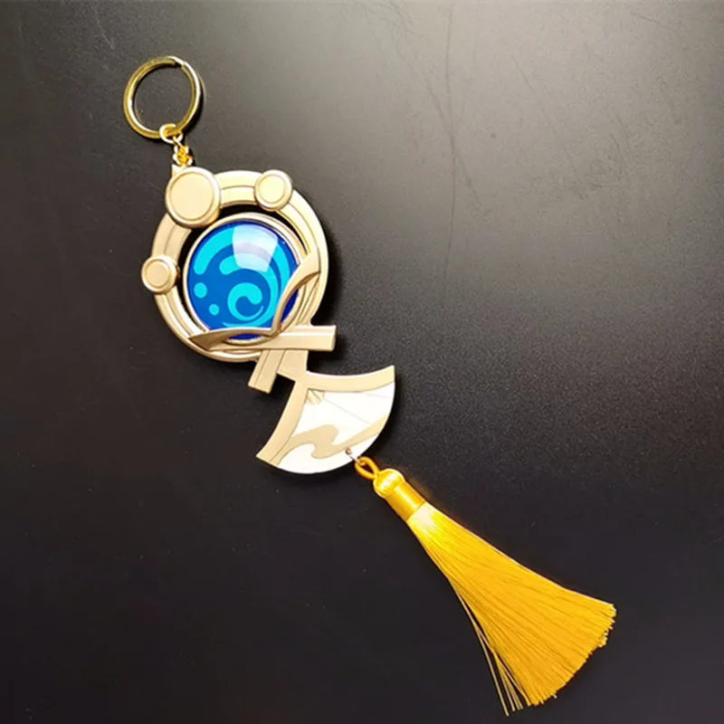 God Eye Keychain Cosplay Anime Role Kamisato Ayato Game Genshin Impact Vision Alloy Pendant Fashion Accessory Jewelry Prop Gift Qme