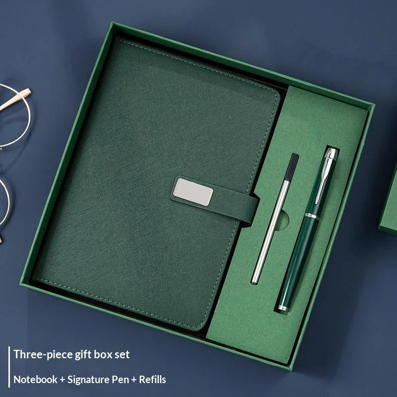Deluxe PU Leather Corporate Includes Notebook Stylus Pen Refill Qme Green