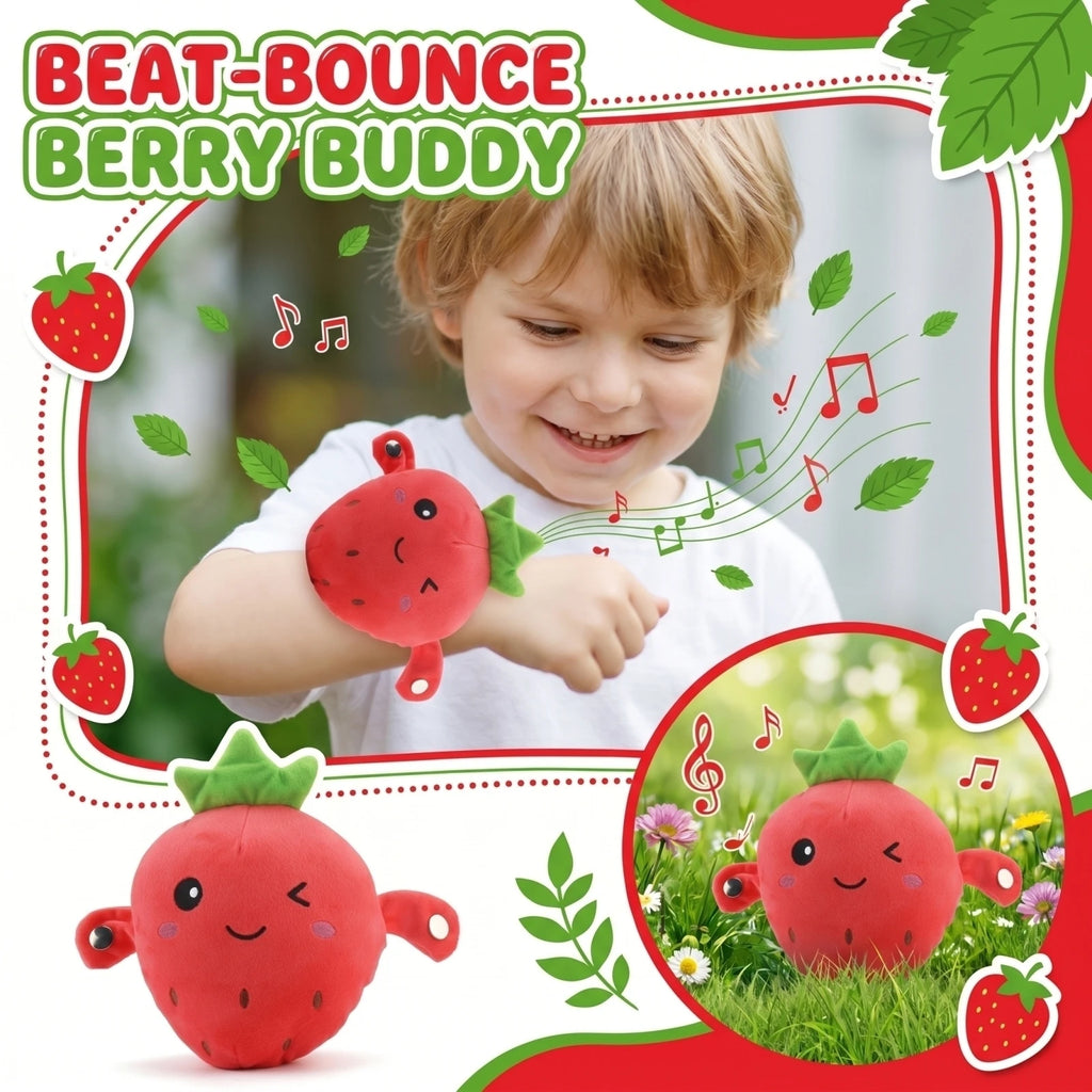 Stuffed Strawberry Fruit Induction Beat Toy Creative Music Dolls Kawaii Parent-child Interactive Toys Fun Birthday Gift for Kids Qme