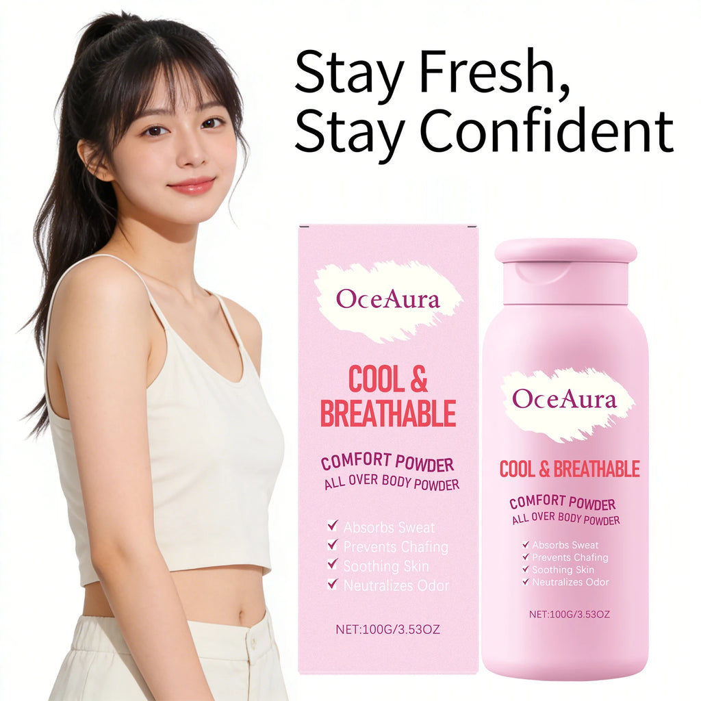 Talcum Powder Absorb Sweat Fast-Acting Remove Odor Oil Control Smoothing Skin Moisture Refreshing Body Comfort Loose Powder 100g Qme
