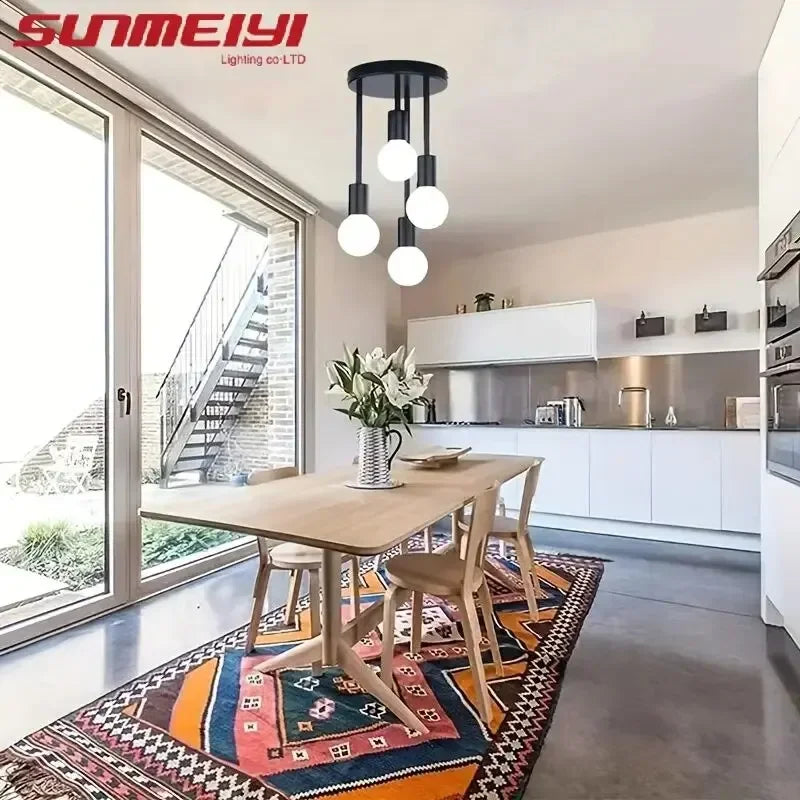 1Pc modern minimalist E27 bulb base ceiling light, bedroom, kitchen, hallway, balcony lighting fixture (without bulb) Qme