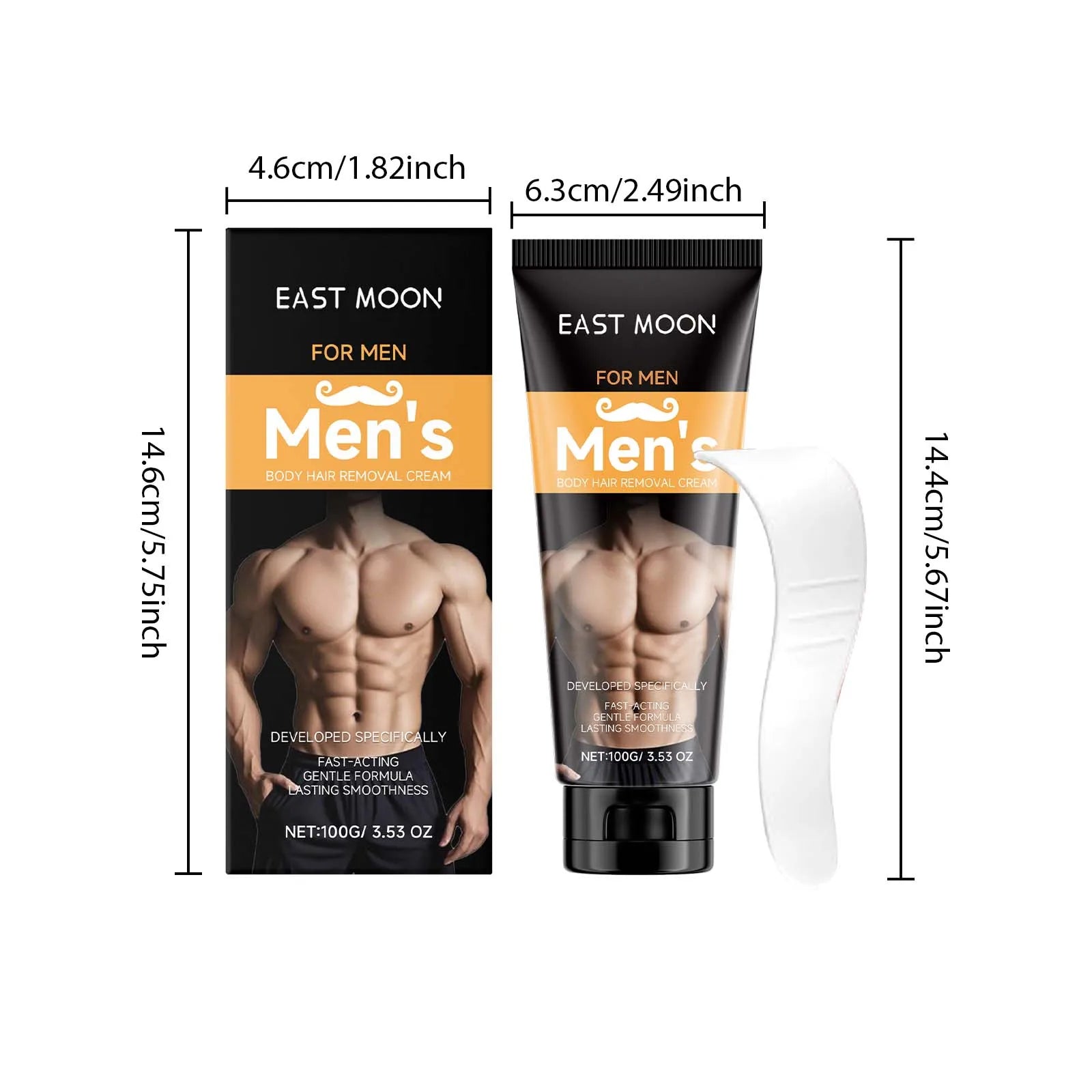 Men's Hair Removal Cream with Scraper Gently Painless Soothing Fast Acting Depilatory for Body Chest Back Legs Underarms Qme 100g Boxed