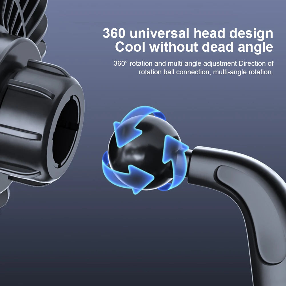 12V/24V USB Car Dashboard Cooling Fan with Suction Cup Single Head Car Fan 360 Degree All-Round Car Air Fan for Car Truck SUV RV Qme